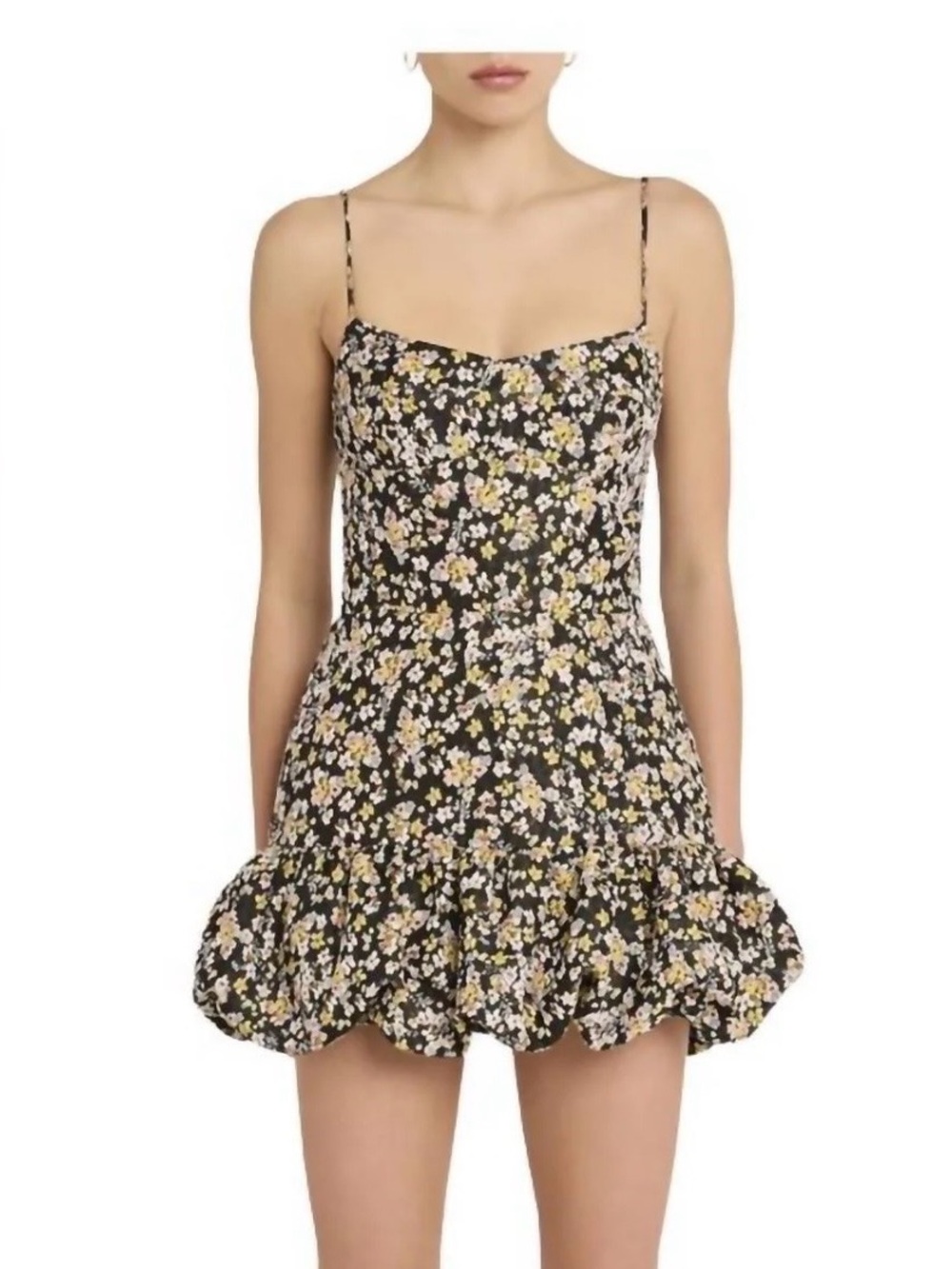 AMANDA UPRICHARD Floral Ruffle Mini Dress/SKORT - Black size MEDIUM fit 4/6